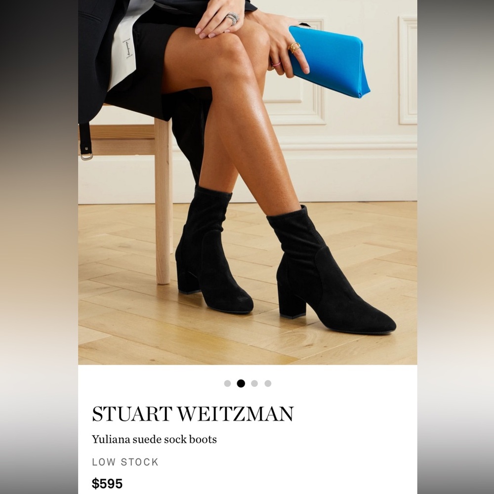 Stuart Weitzman Yuliana Black Suede Sock Boot